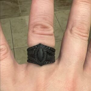 Black Silicone Women’s Wedding Ring Set for work and play.